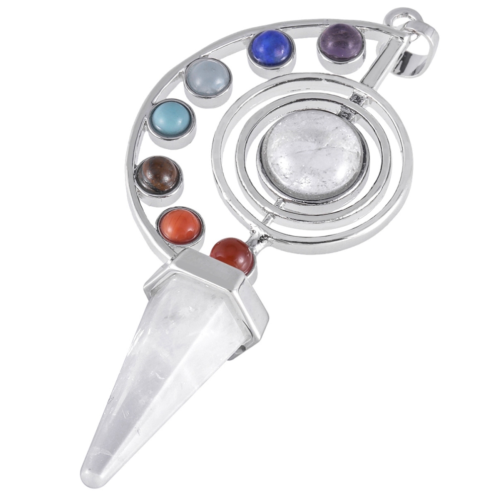 Fashion Point Making Pendant Wholesale Healing Stone Yoga 7 Seven Chakras Jewelry Heal Sign Symbol Charm Pendant For Gift