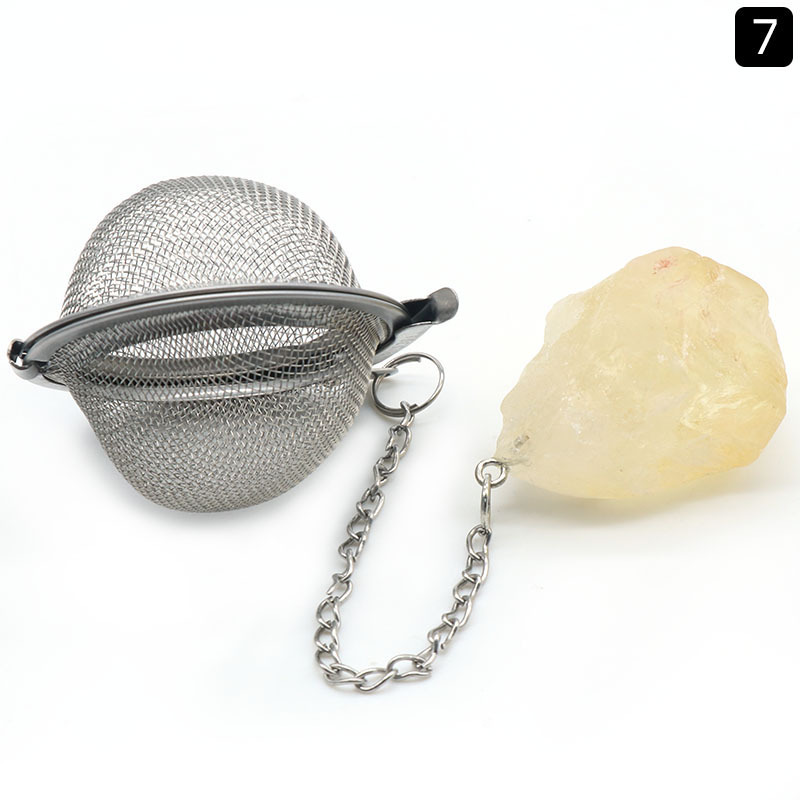Stainless Steel Infusers for Loose Tea Mesh Strainer with Extended Chain Key Rings Hook Charm Energy Drip Trays Crystal Shaker Ball