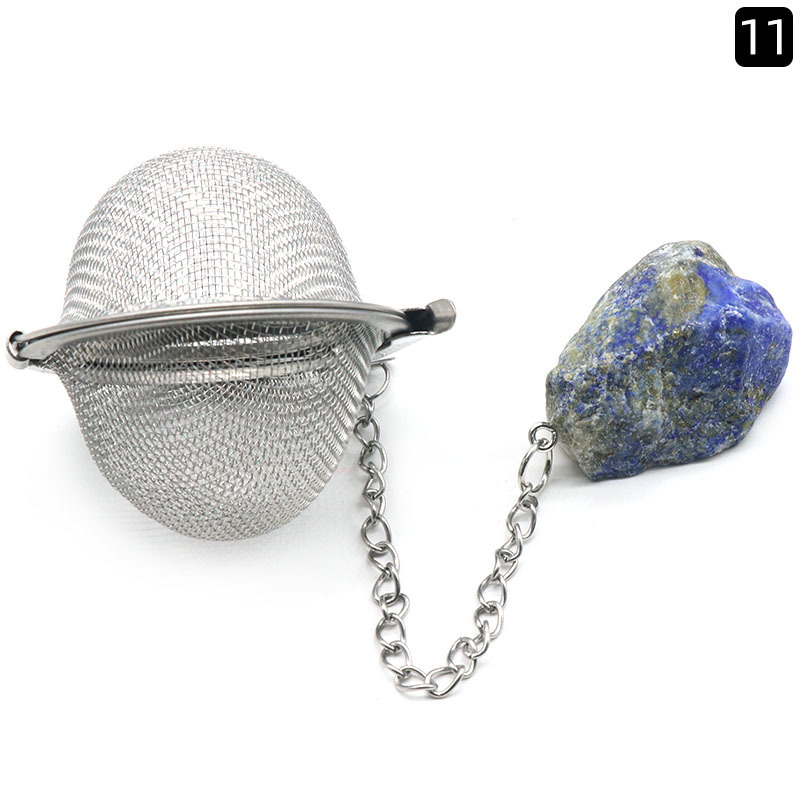 Stainless Steel Infusers for Loose Tea Mesh Strainer with Extended Chain Key Rings Hook Charm Energy Drip Trays Crystal Shaker Ball
