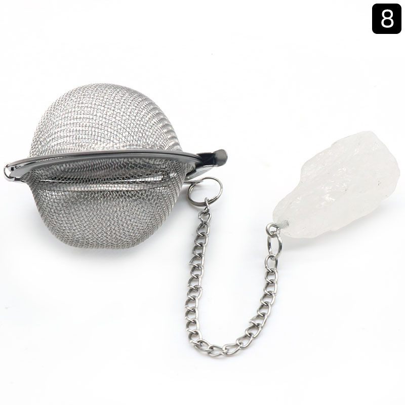 Stainless Steel Infusers for Loose Tea Mesh Strainer with Extended Chain Key Rings Hook Charm Energy Drip Trays Crystal Shaker Ball
