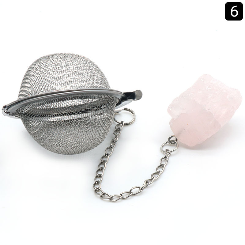 Stainless Steel Infusers for Loose Tea Mesh Strainer with Extended Chain Key Rings Hook Charm Energy Drip Trays Crystal Shaker Ball