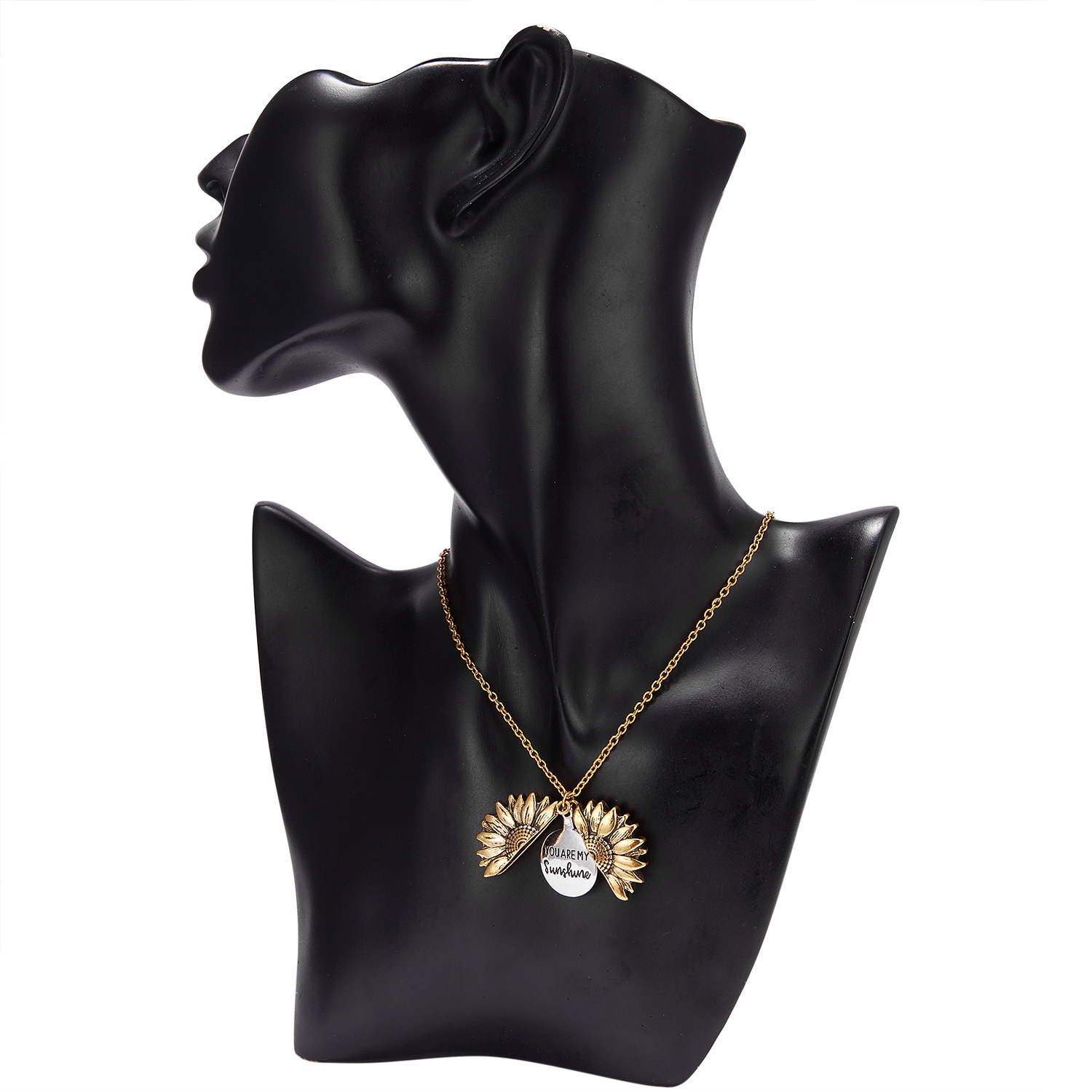 Sunflower multilayer can open lettering necklace love round flower pendant woman fashion jewelry