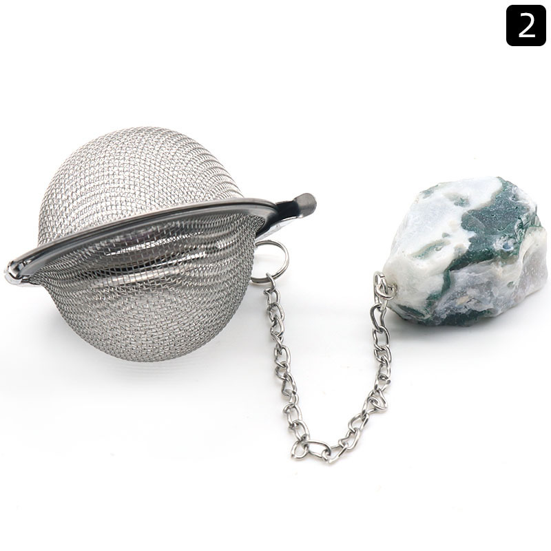 Stainless Steel Infusers for Loose Tea Mesh Strainer with Extended Chain Key Rings Hook Charm Energy Drip Trays Crystal Shaker Ball