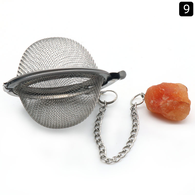 Stainless Steel Infusers for Loose Tea Mesh Strainer with Extended Chain Key Rings Hook Charm Energy Drip Trays Crystal Shaker Ball