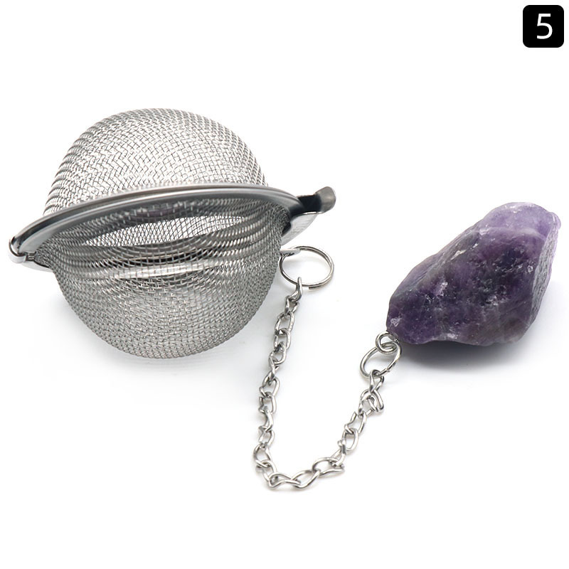Stainless Steel Infusers for Loose Tea Mesh Strainer with Extended Chain Key Rings Hook Charm Energy Drip Trays Crystal Shaker Ball
