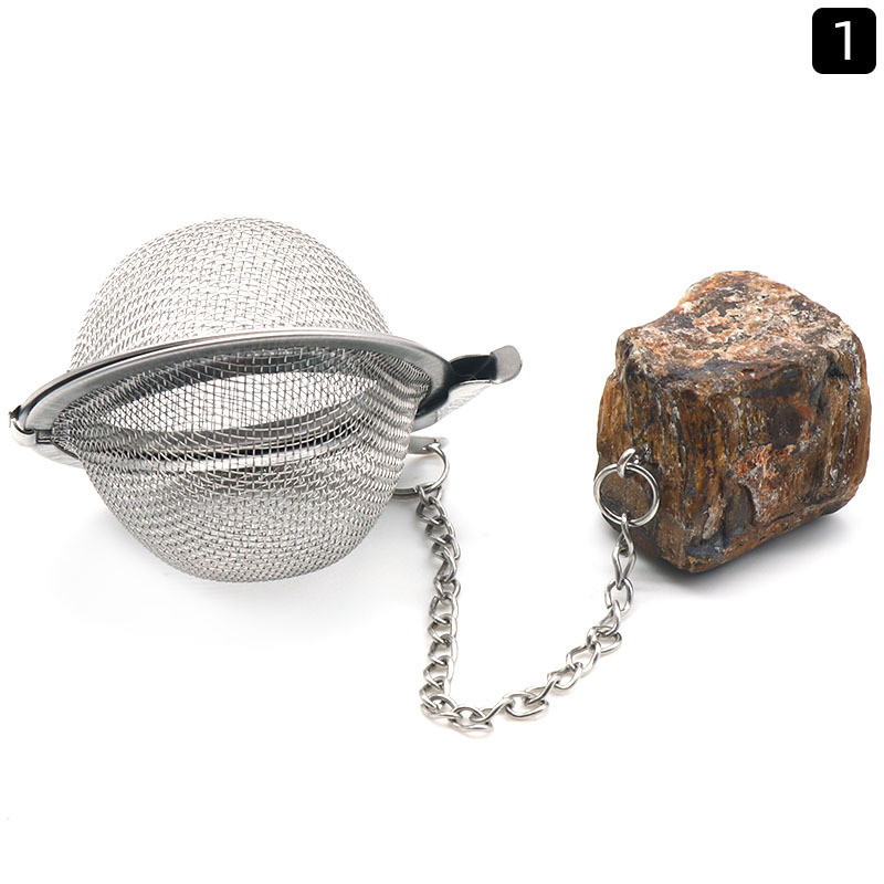 Stainless Steel Infusers for Loose Tea Mesh Strainer with Extended Chain Key Rings Hook Charm Energy Drip Trays Crystal Shaker Ball