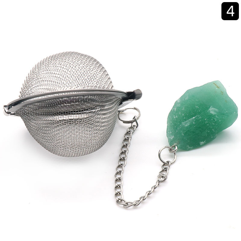Stainless Steel Infusers for Loose Tea Mesh Strainer with Extended Chain Key Rings Hook Charm Energy Drip Trays Crystal Shaker Ball