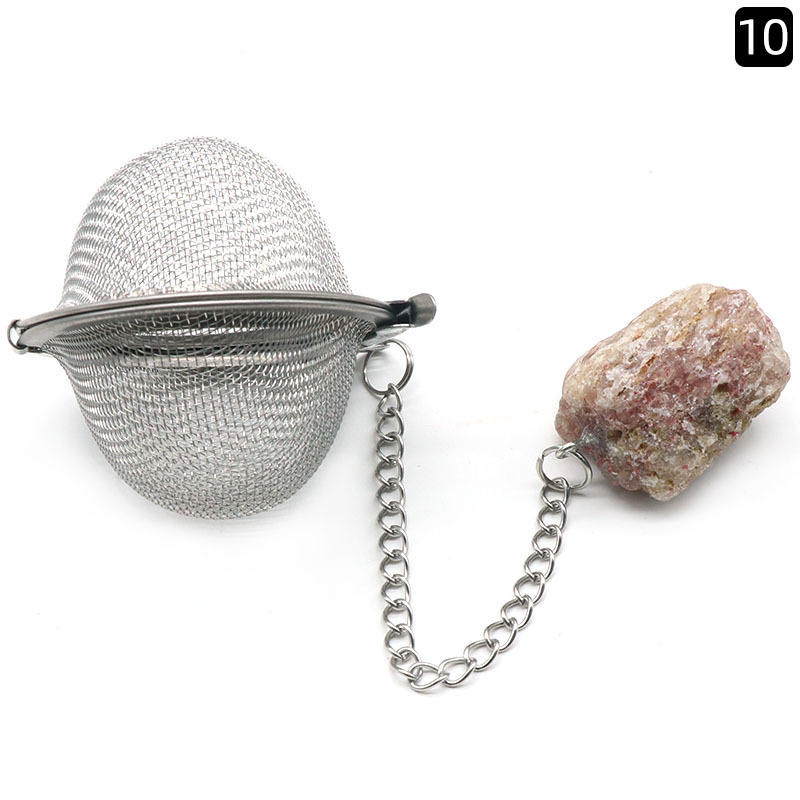 Stainless Steel Infusers for Loose Tea Mesh Strainer with Extended Chain Key Rings Hook Charm Energy Drip Trays Crystal Shaker Ball
