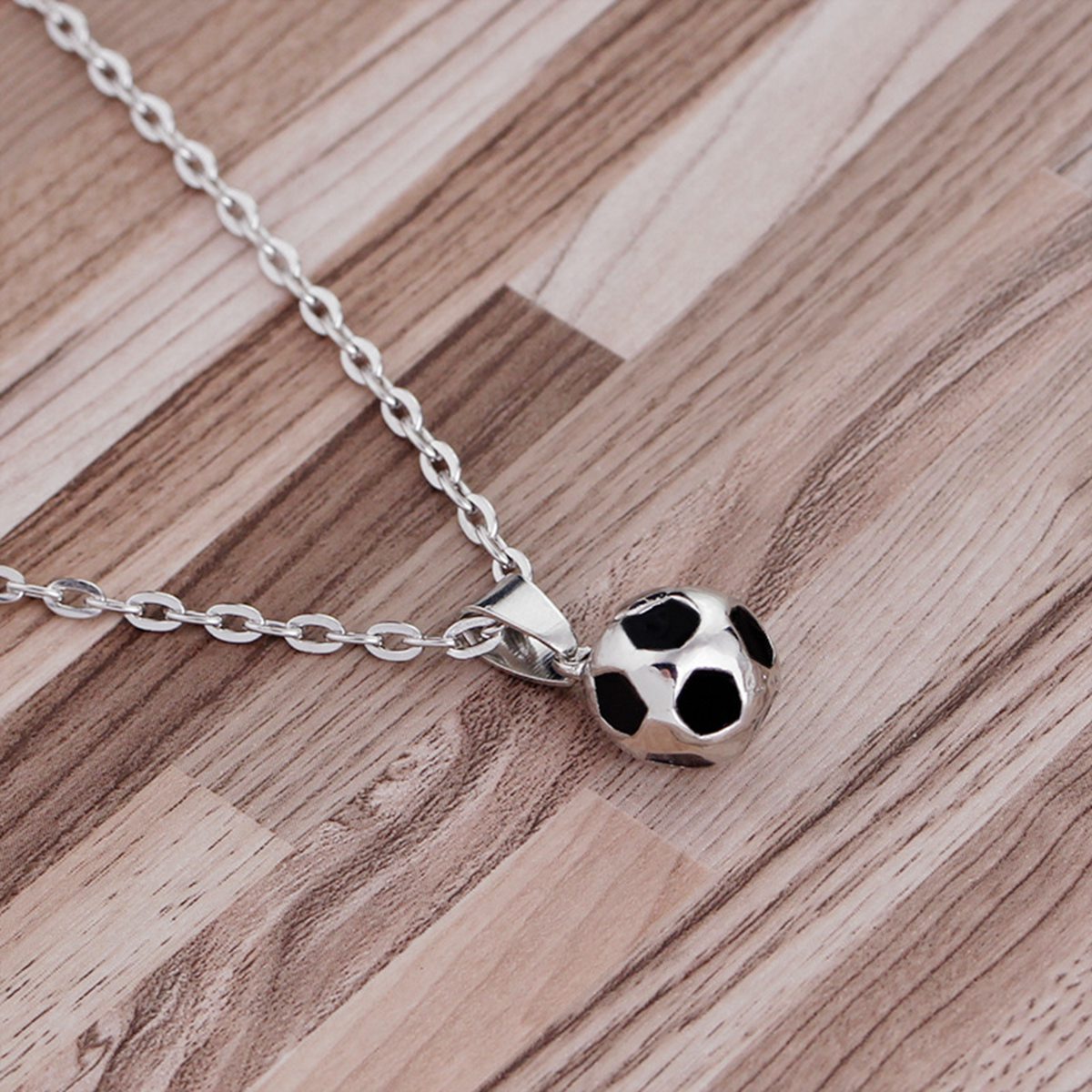 Sport Jewelry Stainless Steel Soccer Necklace for Men and Women Football Charm Pendant with Chain