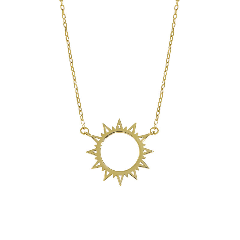 Necklace Blessing Gift Card, Small Dainty Gold Sun God Light with Rope Pendant Chain - Classy Costume Choker Jewelry