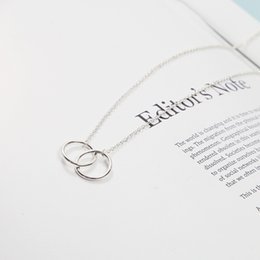 Double Circle Simple Geometric Necklace Gold Silver Double Ring Alloy Pendant Stainless Steel Ladies Jewelry Gift
