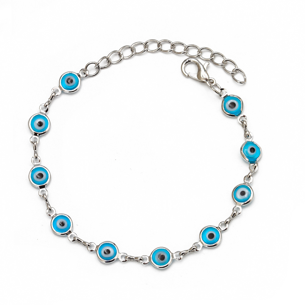 Dainty Evil Eye Chain Bracelet Lovely Blue Eyes Beads Link Chain Bangle Good Luck Protection Enamel Beaded Turkish Jewelry for Women Girls