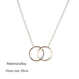 Double Circle Simple Geometric Necklace Gold Silver Double Ring Alloy Pendant Stainless Steel Ladies Jewelry Gift