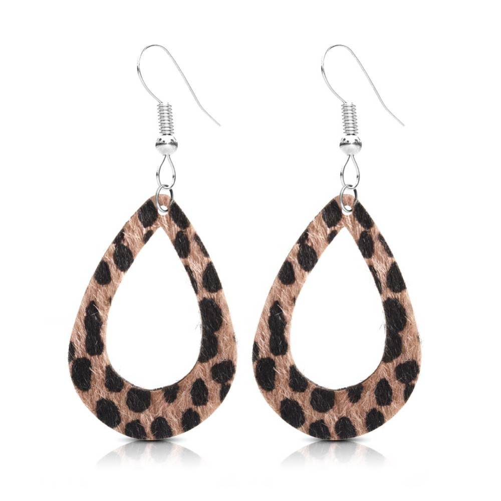 Dangle& chandelier Leopard Print Leather Earring Charms Leaf Teardrop Faux round Earrings Findings for Jewelry stud Making DIY Craft Supplies