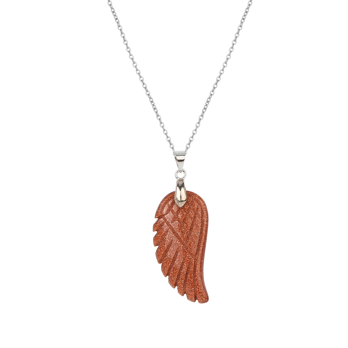 Aura healing crystal quartz gemstone jewelry necklaces angel wings carved stone pendant necklace unisex