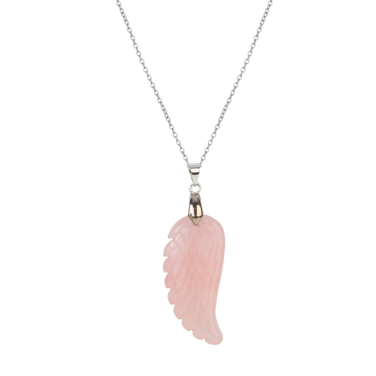 Aura healing crystal quartz gemstone jewelry necklaces angel wings carved stone pendant necklace unisex