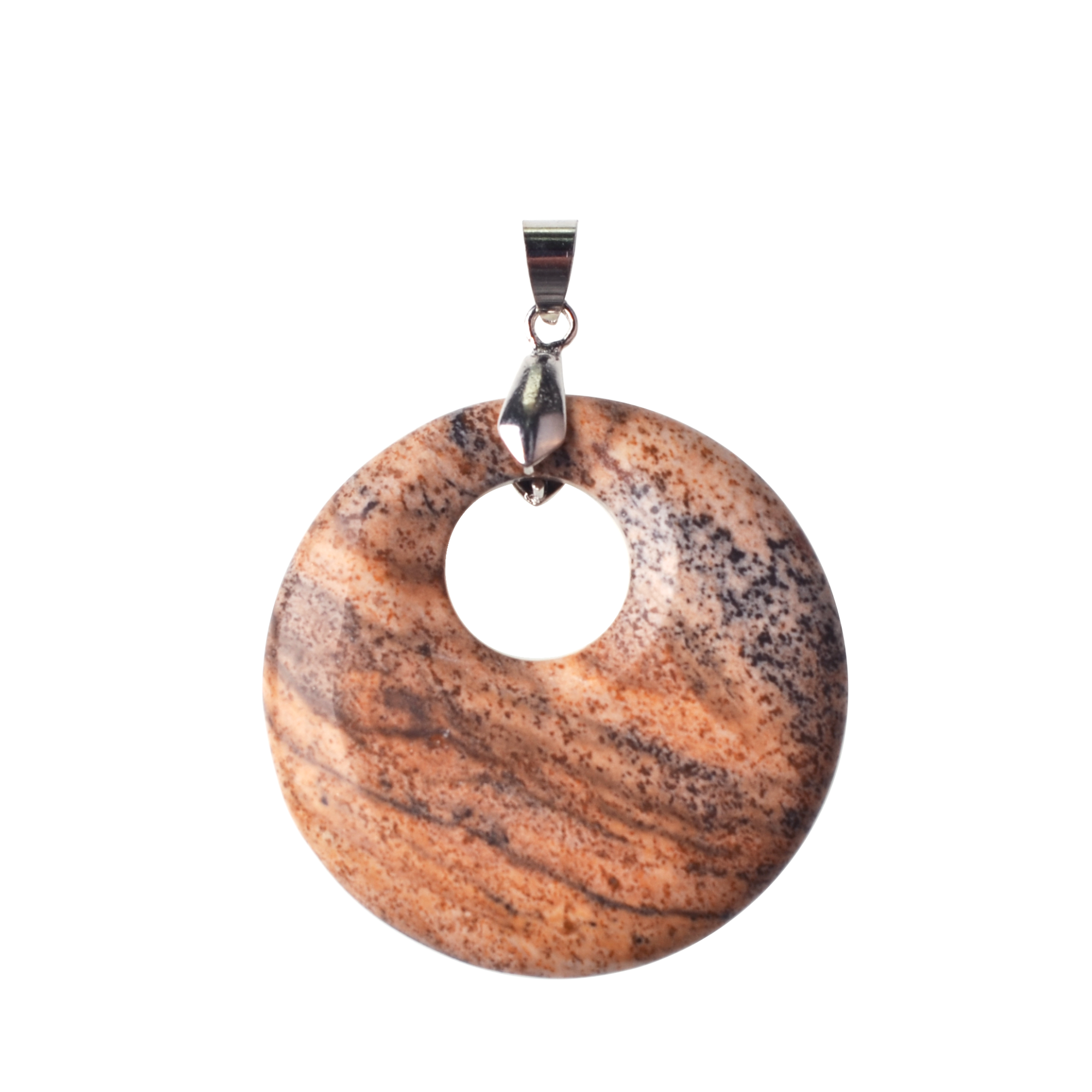 Natural stone 28MM quartz buckle donut coin aura healing headdress pendant necklace charm men's healing goddess aura pendant