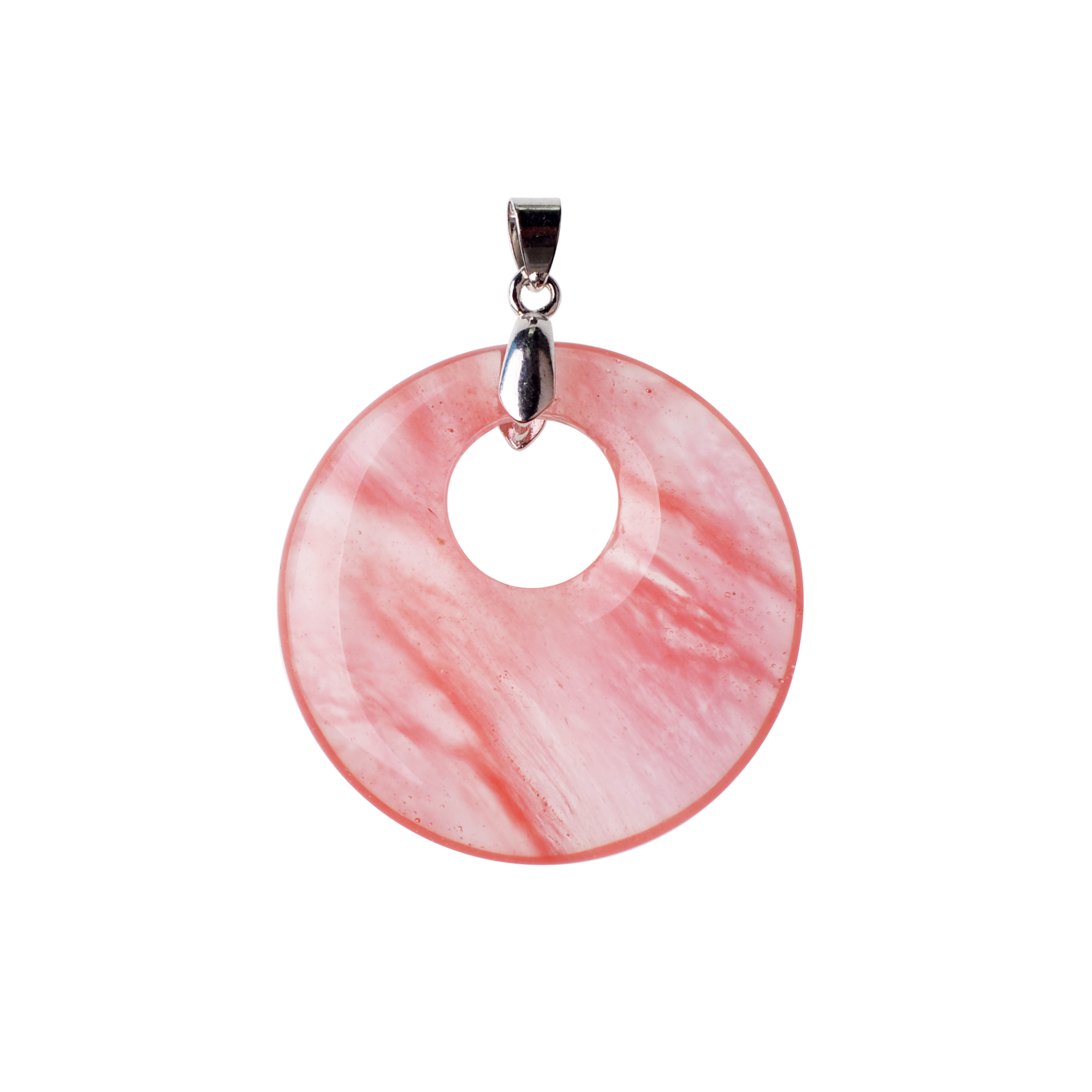 Natural stone 28MM quartz buckle donut coin aura healing headdress pendant necklace charm men's healing goddess aura pendant