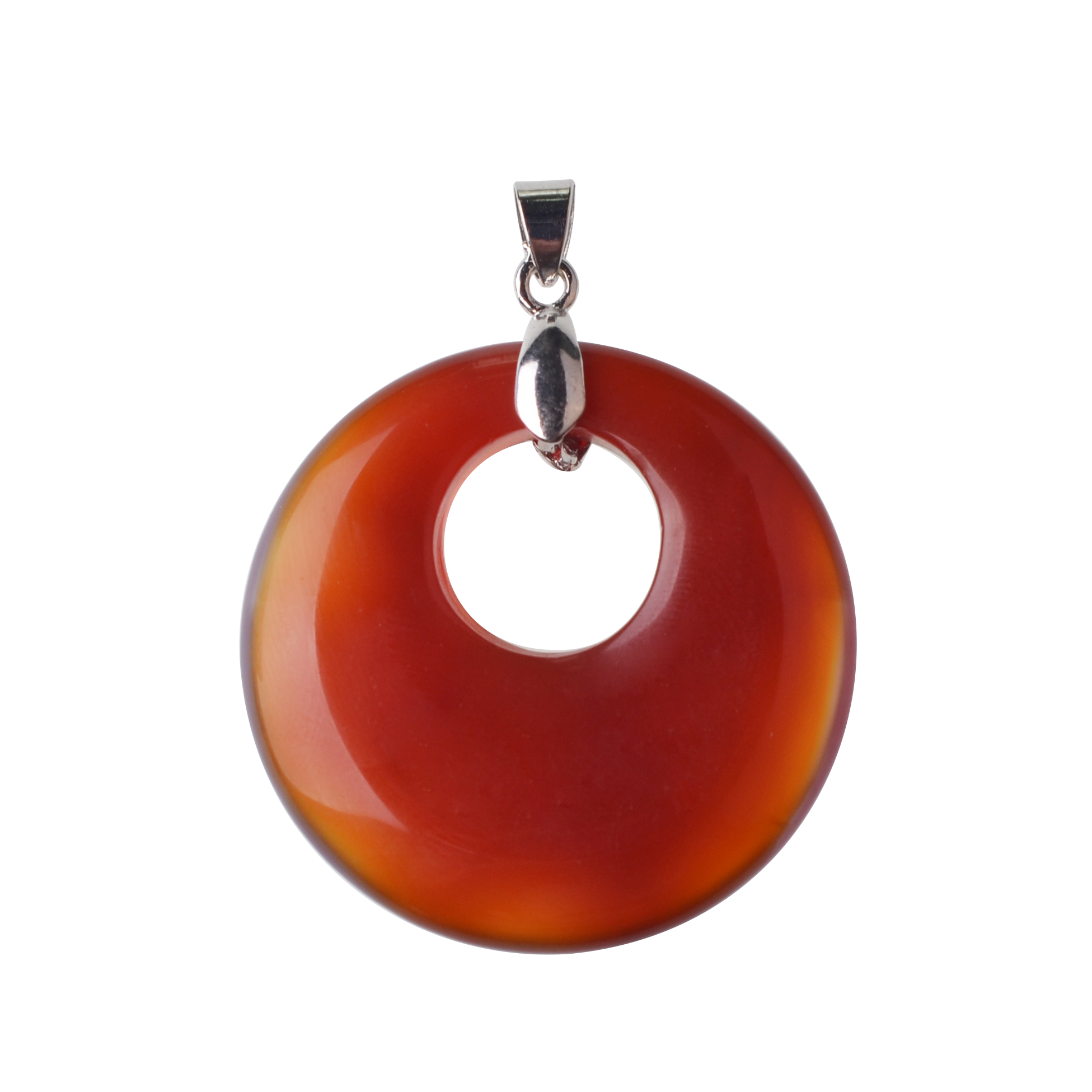 Natural stone 28MM quartz buckle donut coin aura healing headdress pendant necklace charm men's healing goddess aura pendant