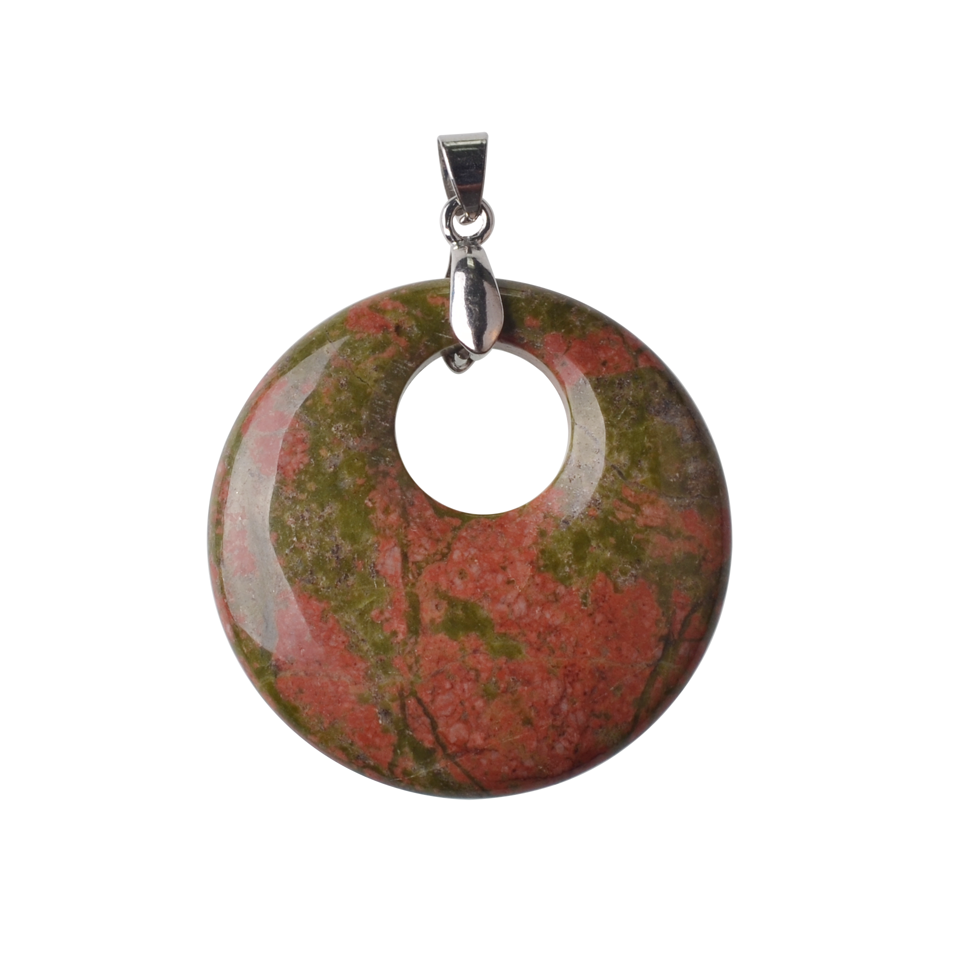 Natural stone 28MM quartz buckle donut coin aura healing headdress pendant necklace charm men's healing goddess aura pendant