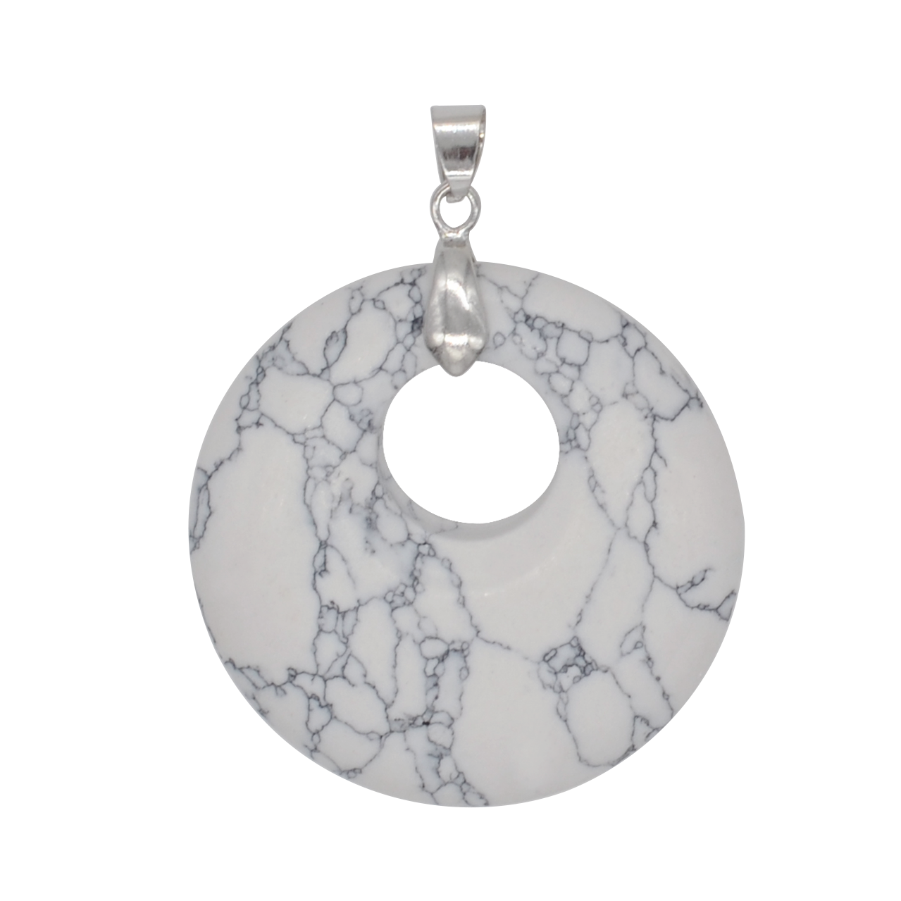 Natural stone 28MM quartz buckle donut coin aura healing headdress pendant necklace charm men's healing goddess aura pendant