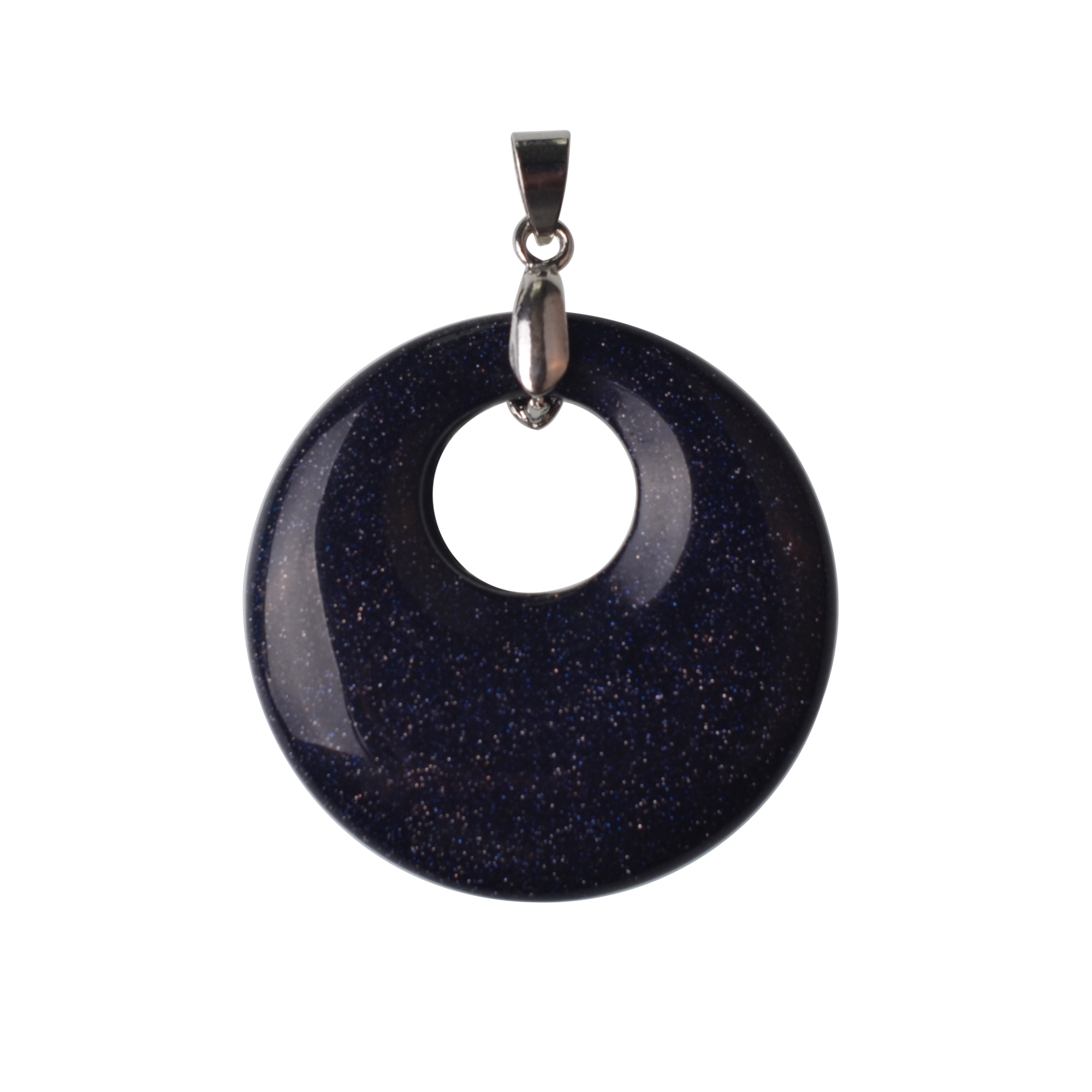 Natural stone 28MM quartz buckle donut coin aura healing headdress pendant necklace charm men's healing goddess aura pendant