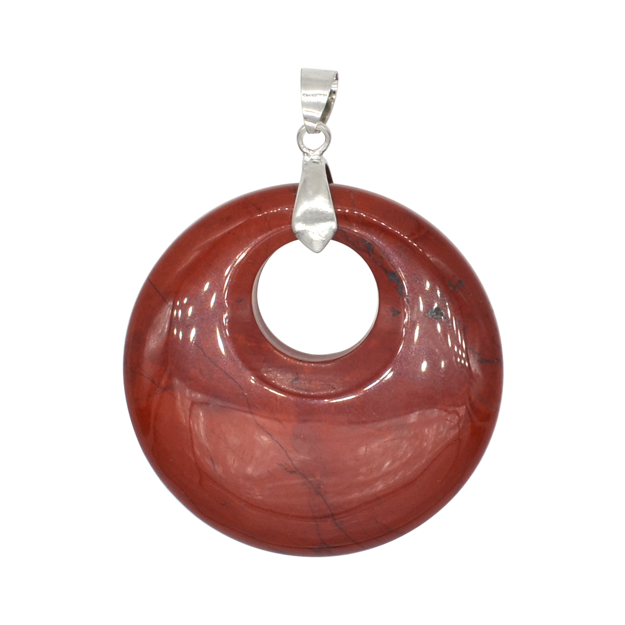 Natural stone 28MM quartz buckle donut coin aura healing headdress pendant necklace charm men's healing goddess aura pendant