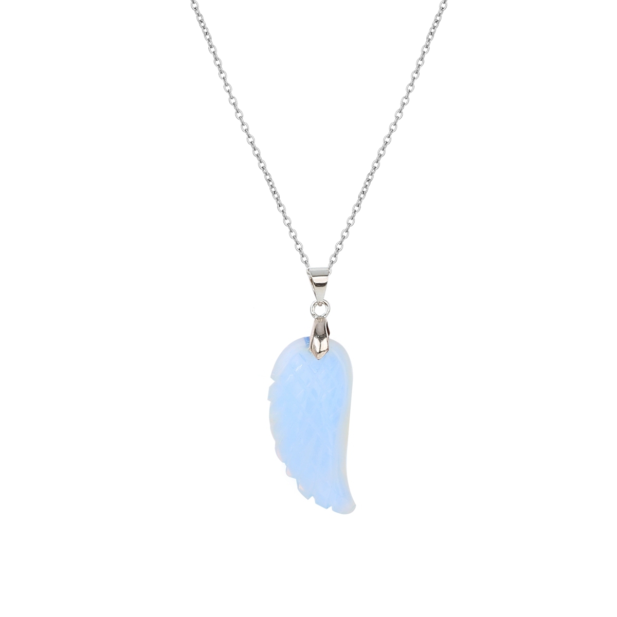 Aura healing crystal quartz gemstone jewelry necklaces angel wings carved stone pendant necklace unisex
