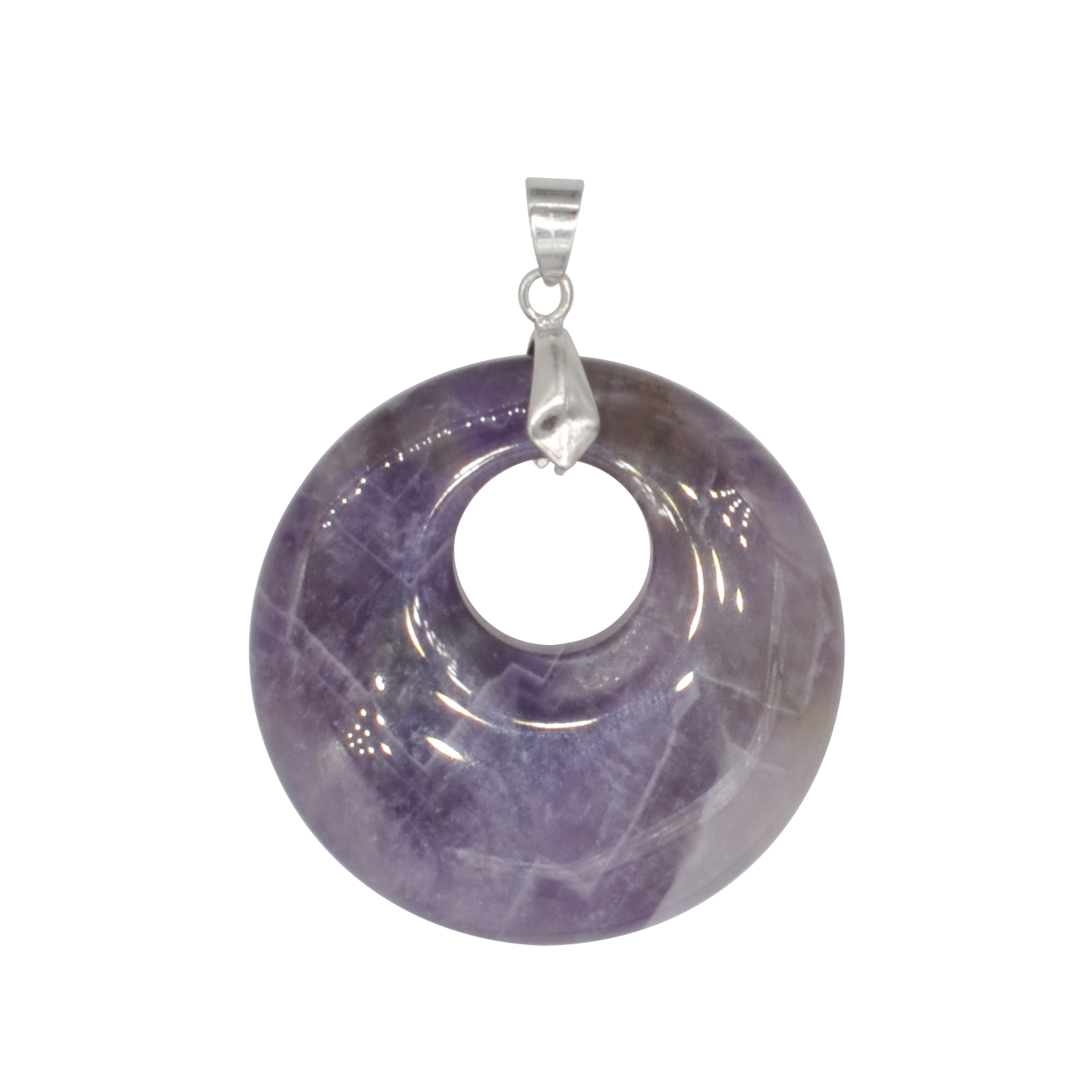 Natural stone 28MM quartz buckle donut coin aura healing headdress pendant necklace charm men's healing goddess aura pendant