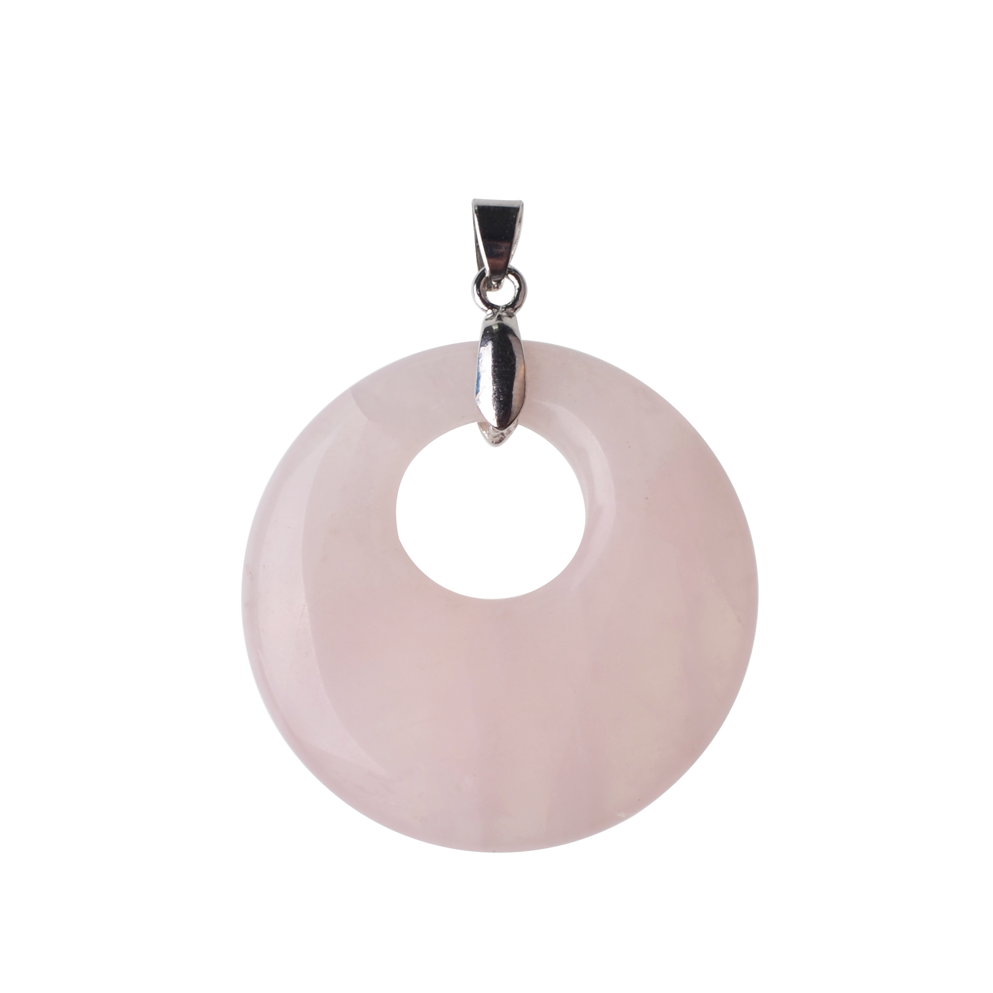 Natural stone 28MM quartz buckle donut coin aura healing headdress pendant necklace charm men's healing goddess aura pendant