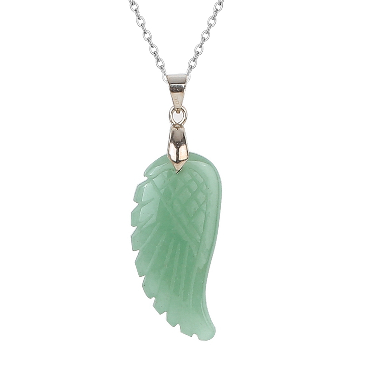 Aura healing crystal quartz gemstone jewelry necklaces angel wings carved stone pendant necklace unisex