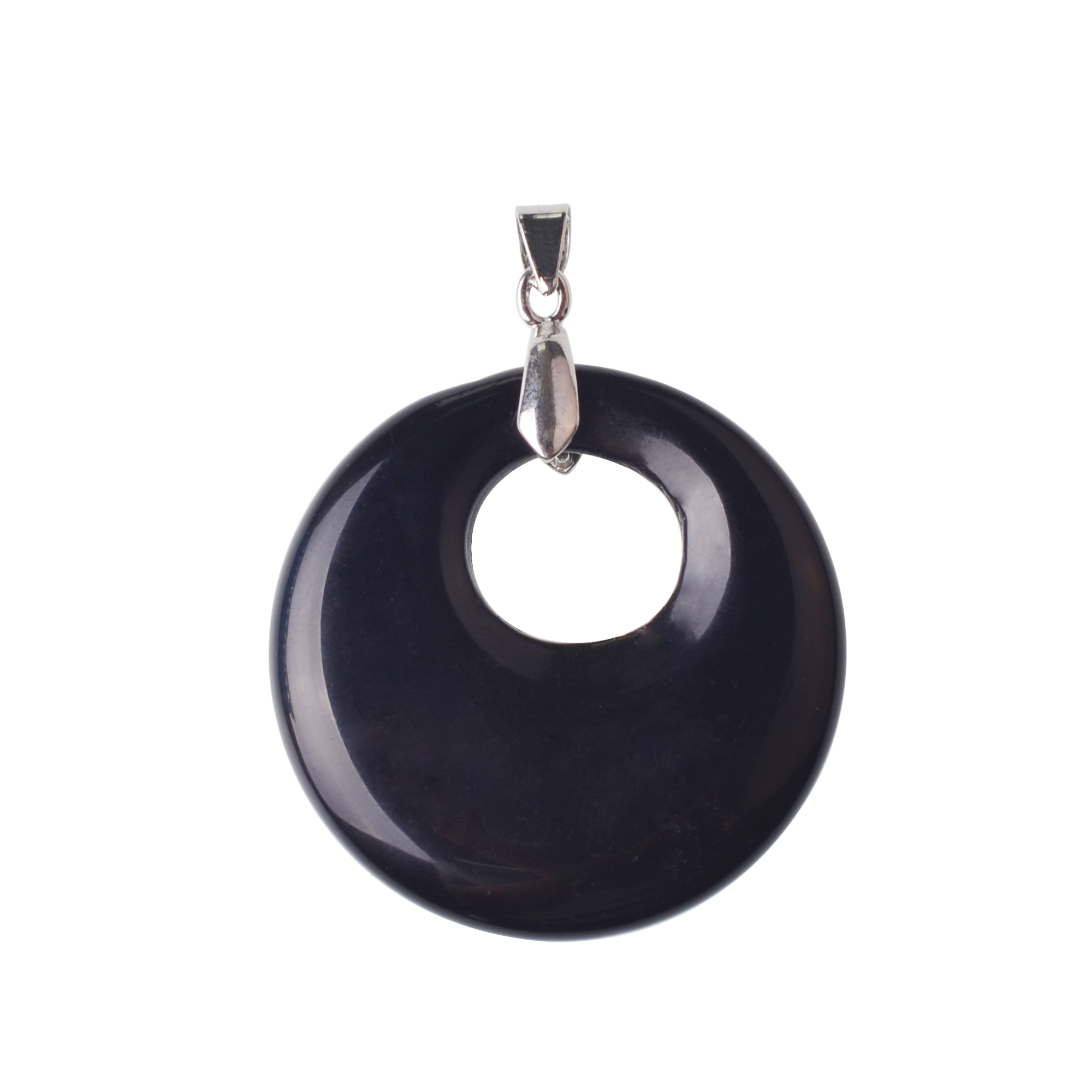 Natural stone 28MM quartz buckle donut coin aura healing headdress pendant necklace charm men's healing goddess aura pendant