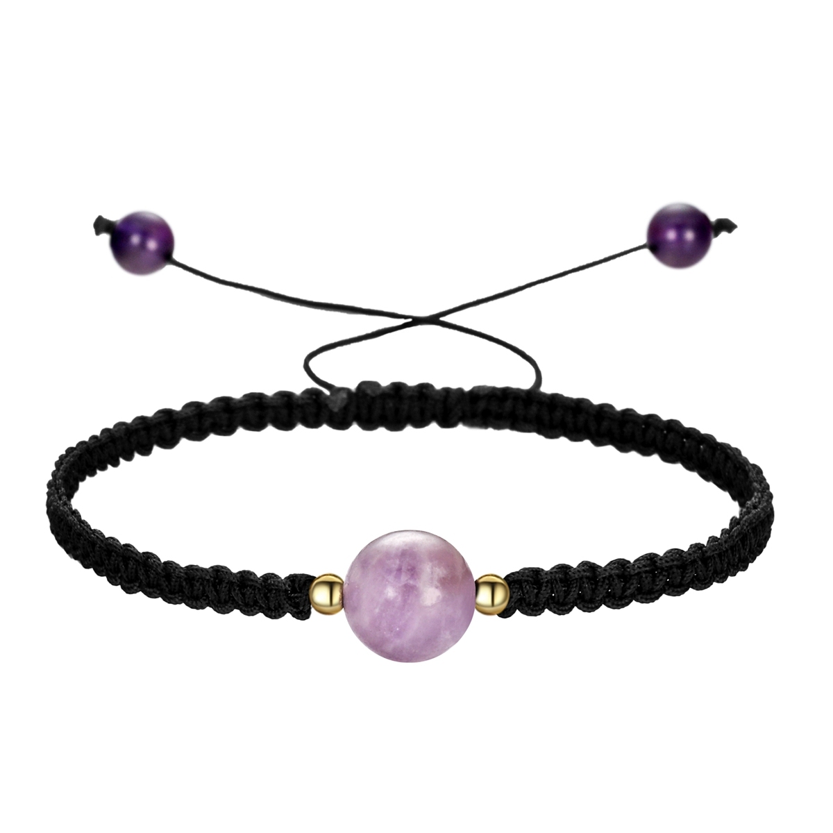 10mm Men Women Hand-Woven strands Beaded Lucky Chinese Knot Adjustable Rope Bracelets Natural Stone Black Onyx Ball Beads Braid Handmade Feng Shui