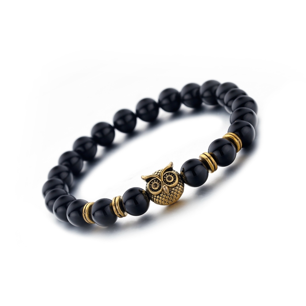 Inner Peace Heart Healing Amethyst Stone Owl beaded strands Hand Bracelet 8MM Energy Beads Purple Gemstone Silver For Women and men