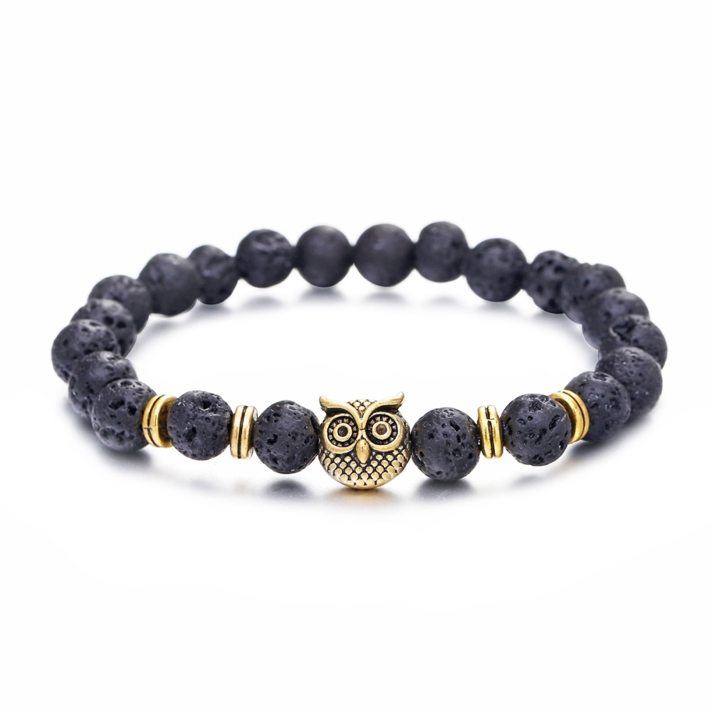 Inner Peace Heart Healing Amethyst Stone Owl beaded strands Hand Bracelet 8MM Energy Beads Purple Gemstone Silver For Women and men