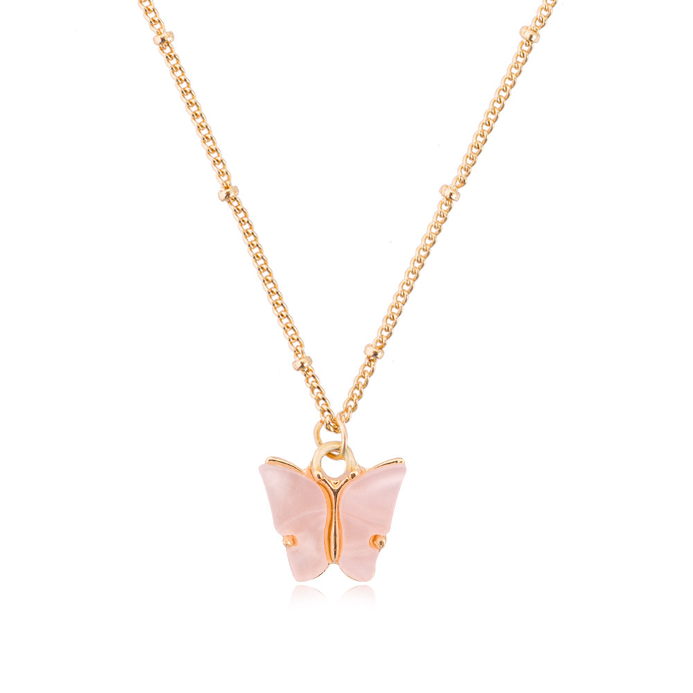 Butterfly Pendant Necklace for Women & Girls Acrylic with Gold-Plated Jewelry