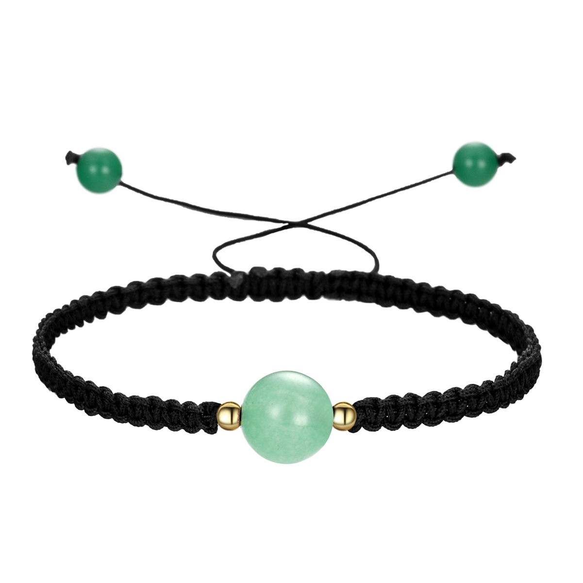 10mm Men Women Hand-Woven strands Beaded Lucky Chinese Knot Adjustable Rope Bracelets Natural Stone Black Onyx Ball Beads Braid Handmade Feng Shui