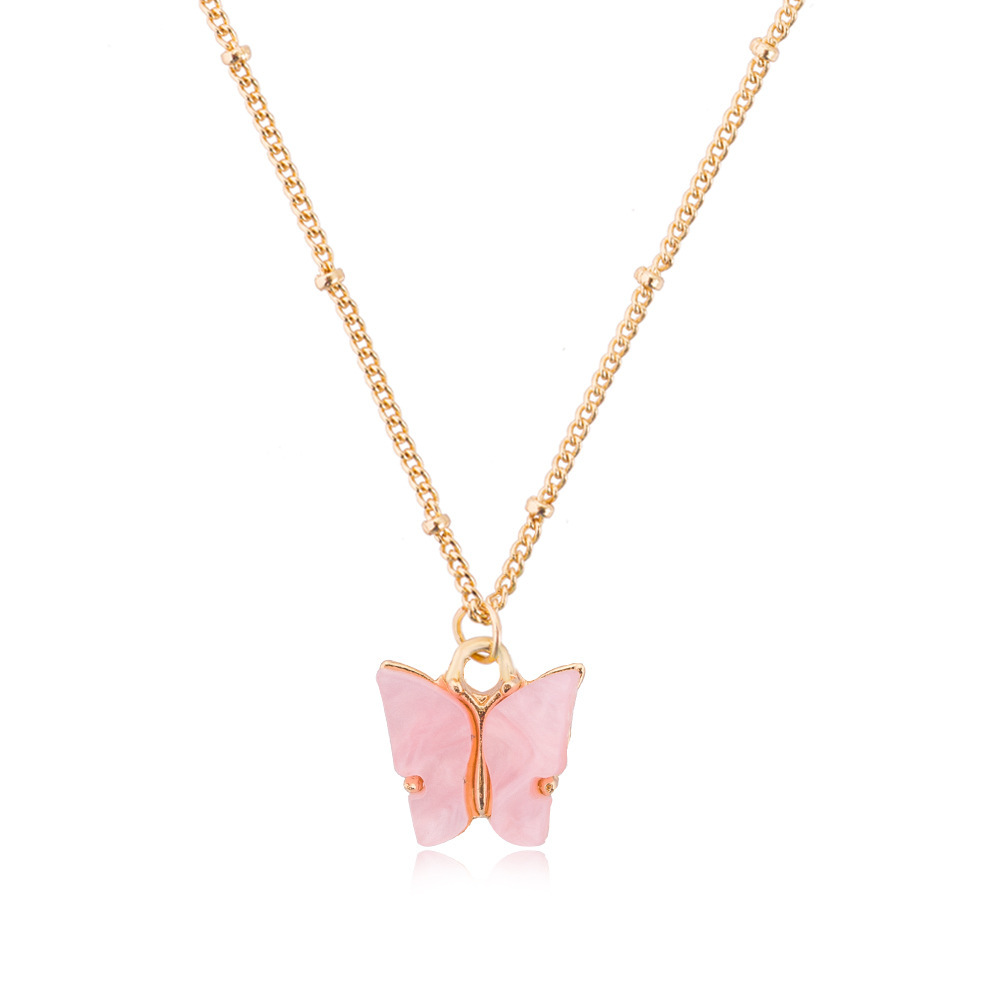 Butterfly Pendant Necklace for Women & Girls Acrylic with Gold-Plated Jewelry