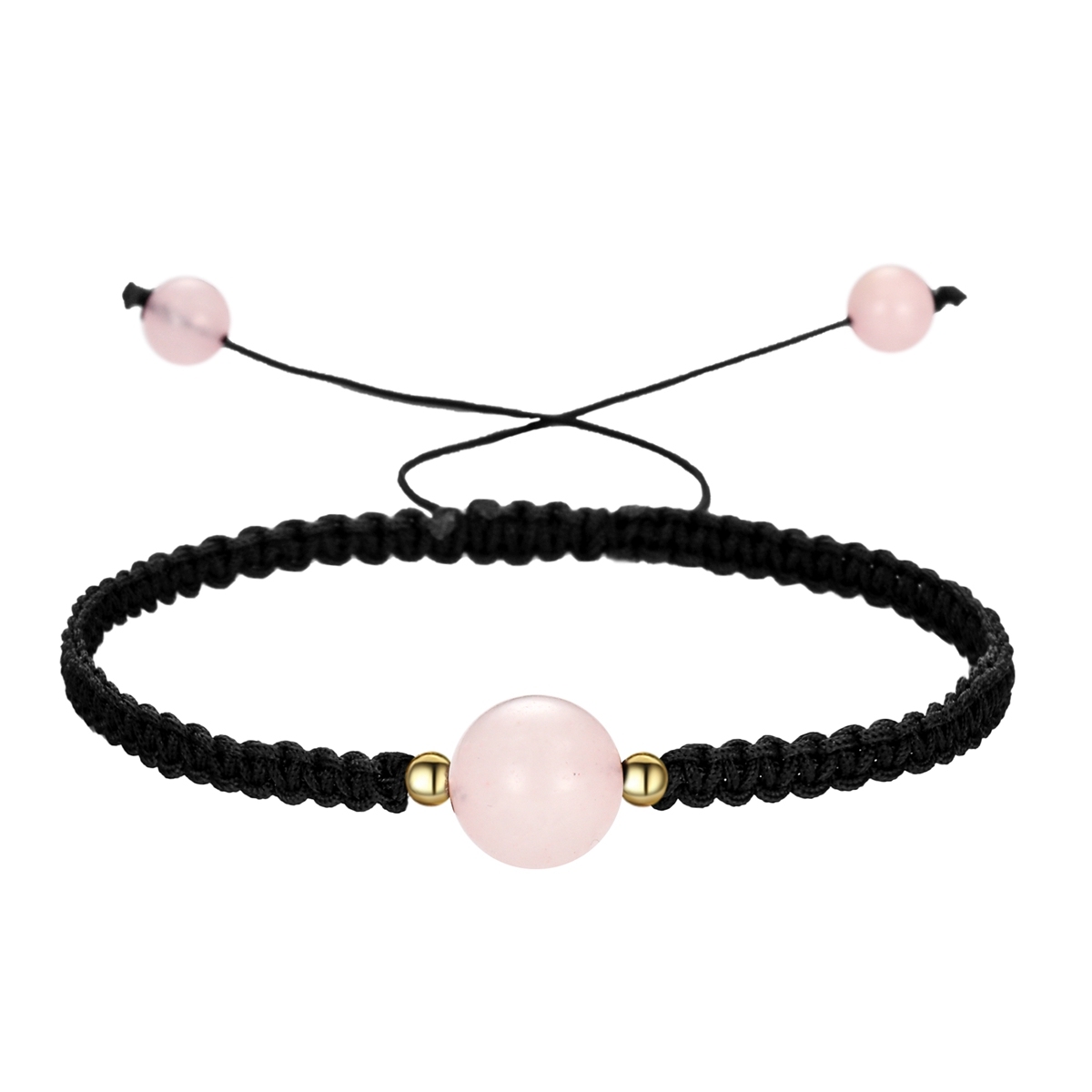 14mm Men Women Hand-Woven strands Beaded Lucky Chinese Knot Adjustable Rope Bracelets Natural Stone Black Onyx Ball Beads Braid Handmade Feng Shui