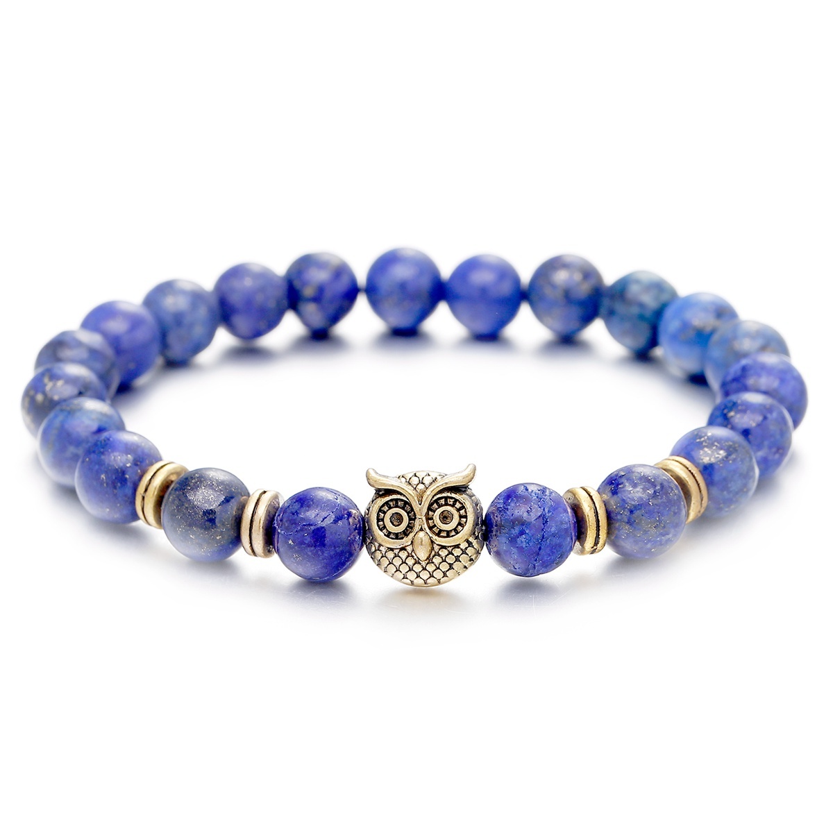 Inner Peace Heart Healing Amethyst Stone Owl beaded strands Hand Bracelet 8MM Energy Beads Purple Gemstone Silver For Women and men
