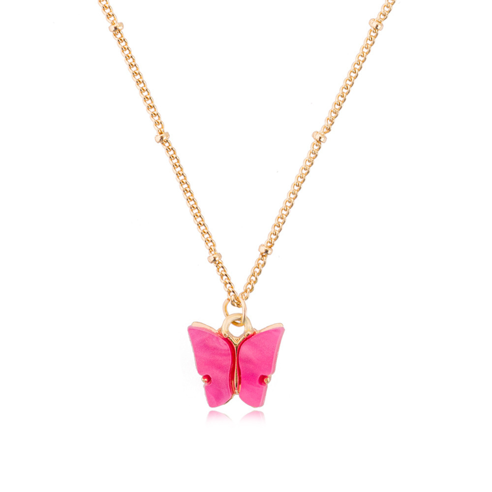 Butterfly Pendant Necklace for Women & Girls Acrylic with Gold-Plated Jewelry