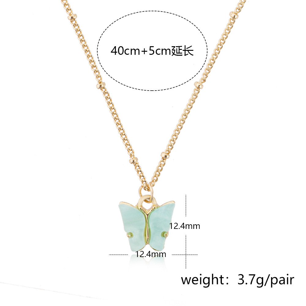 Butterfly Pendant Necklace for Women & Girls Acrylic with Gold-Plated Jewelry