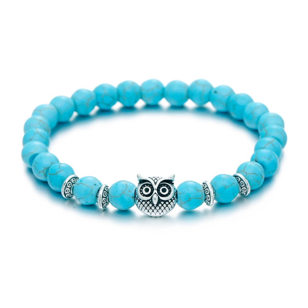 Inner Peace Heart Healing Amethyst Stone Owl beaded strands Hand Bracelet 8MM Energy Beads Purple Gemstone Silver For Women and men