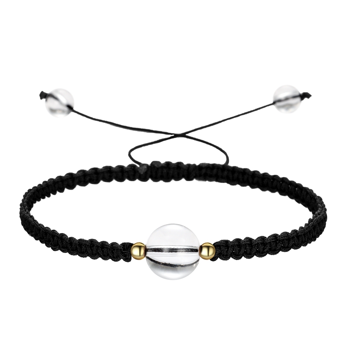12mm Men Women Hand-Woven strands Beaded Lucky Chinese Knot Adjustable Rope Bracelets Natural Stone Black Onyx Ball Beads Braid Handmade Feng Shui