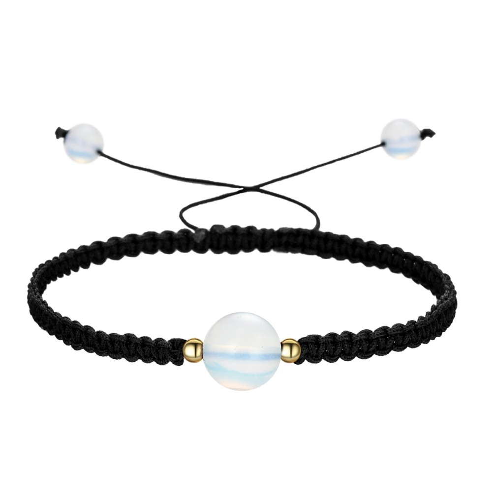 10mm Men Women Hand-Woven strands Beaded Lucky Chinese Knot Adjustable Rope Bracelets Natural Stone Black Onyx Ball Beads Braid Handmade Feng Shui