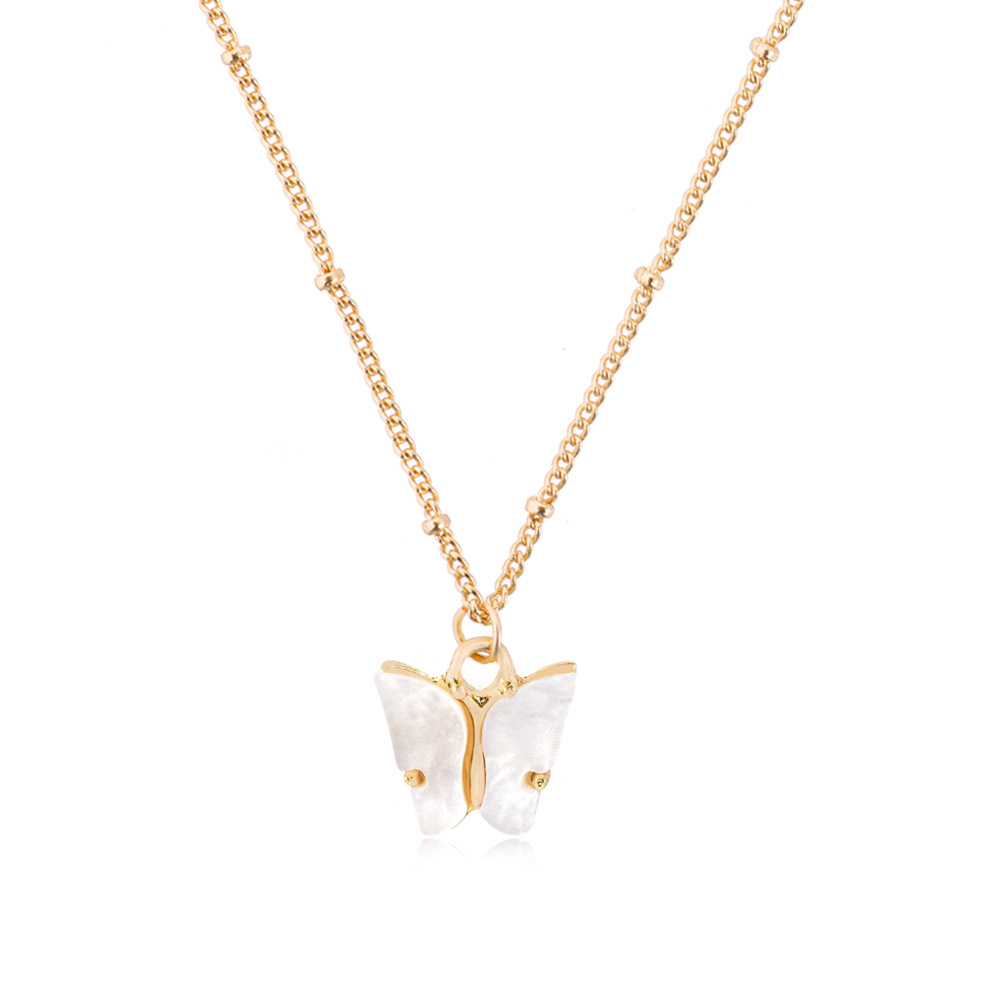 Butterfly Pendant Necklace for Women & Girls Acrylic with Gold-Plated Jewelry