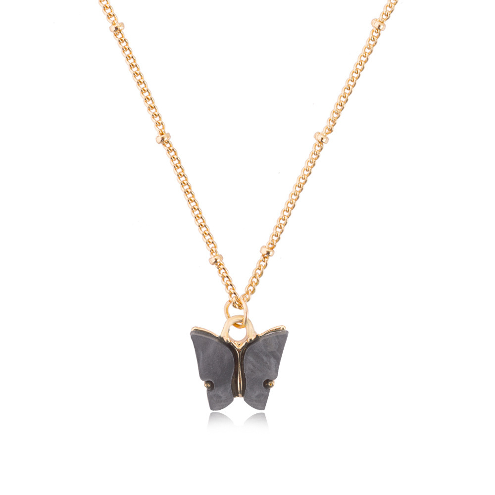 Butterfly Pendant Necklace for Women & Girls Acrylic with Gold-Plated Jewelry