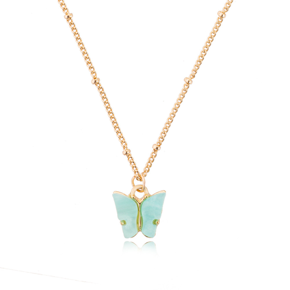 Butterfly Pendant Necklace for Women & Girls Acrylic with Gold-Plated Jewelry