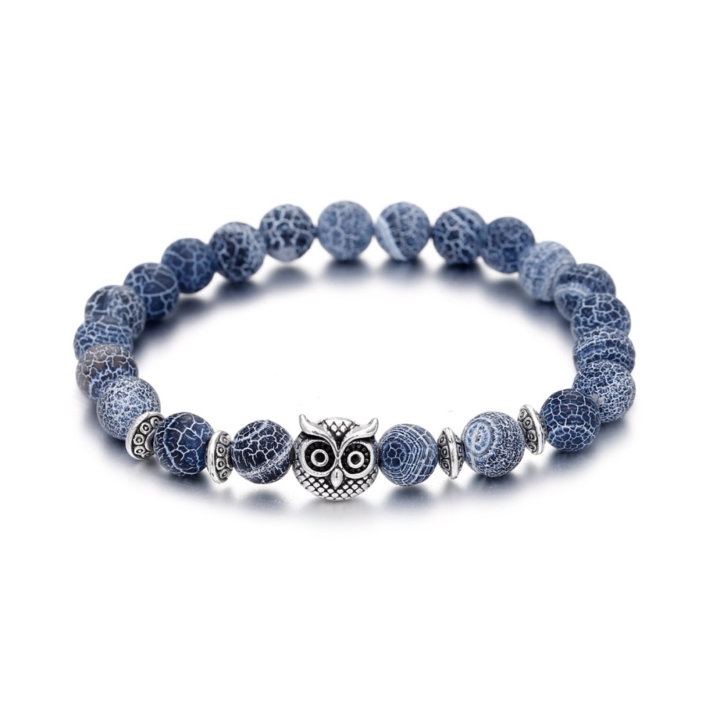 Inner Peace Heart Healing Amethyst Stone Owl beaded strands Hand Bracelet 8MM Energy Beads Purple Gemstone Silver For Women and men