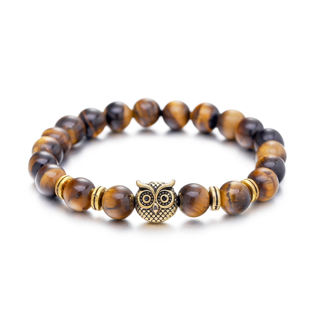 Inner Peace Heart Healing Amethyst Stone Owl beaded strands Hand Bracelet 8MM Energy Beads Purple Gemstone Silver For Women and men